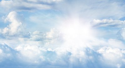 Fotobehang Lucht met zonnestralen