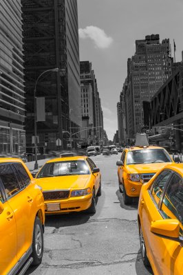 Fotobehang Times Square in New York gele taxi taxi daglicht VS