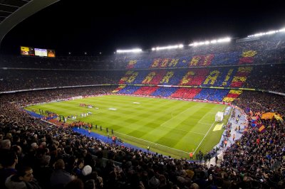 Fotobehang Een gevuld stadion van FC Barcelona