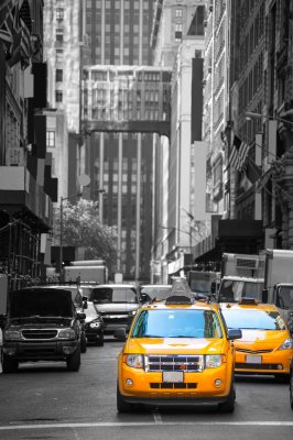 Fotobehang Fift avenue buurt is Yellow Cab taxi 5 e Av New York Manhattan Verenigde Staten
