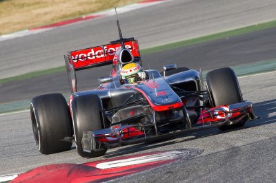 Fotobehang Formule 1 rood-blauwe raceauto