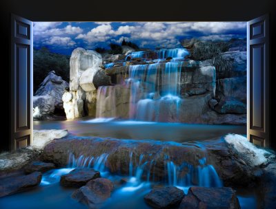 Fotobehang Ruimtelijk zicht op de waterval