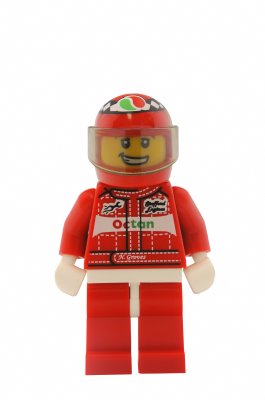 Sticker Een rallyrijder met een LEGO figuur met een helm op