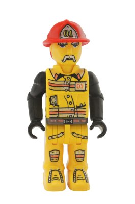 Sticker Een besnorde brandweerman in een pak LEGO figuur