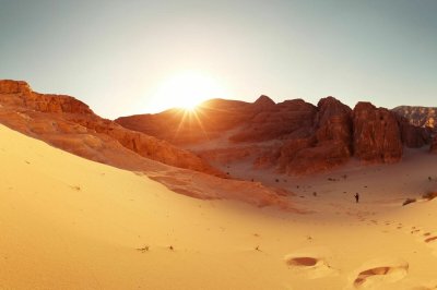 Fotobehang Zonsondergang in de woestijn