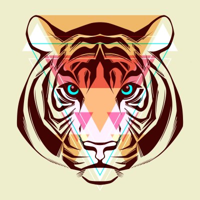 Fotobehang Geometrische afbeelding van een tijger