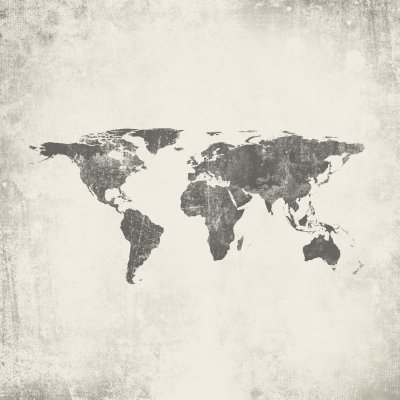 Fotobehang Wereldkaart in grijs met verouderde achtergrond