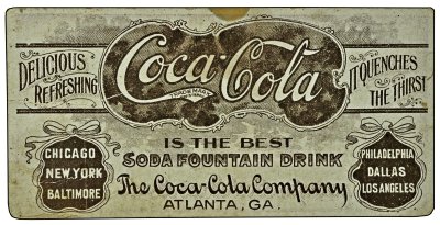 Sticker Vintage Coca-Cola ad on a card.