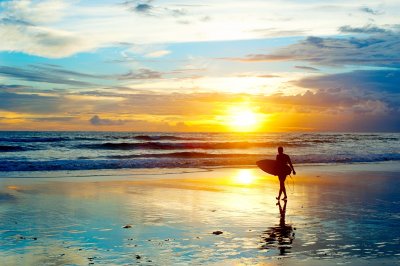 Fotobehang Strand en surfer op Bali