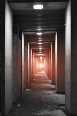 Fotobehang Lange betonnen tunnel