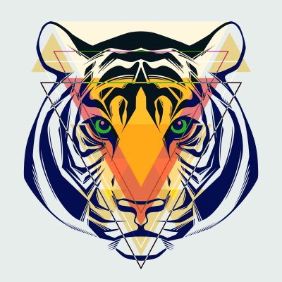 Fotobehang Geometrische illustratie van een tijger