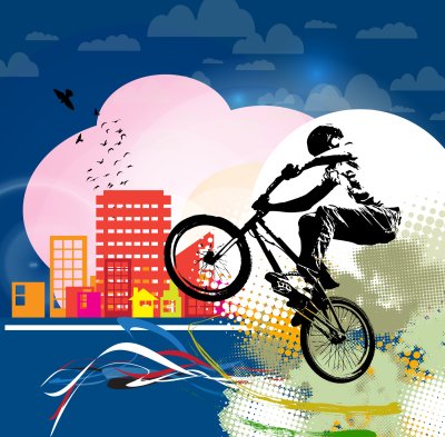 Fotobehang BMX op een abstracte achtergrond