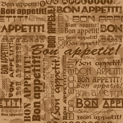 Behang De inscriptie "Bon appetit" geschreven in verschillende lettertypen