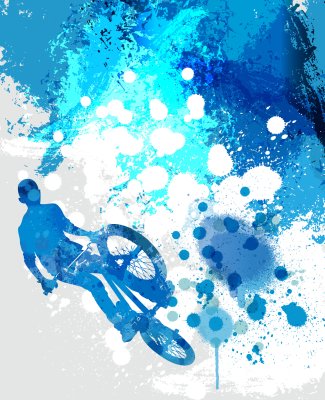 Fotobehang Fietser springt op een fiets