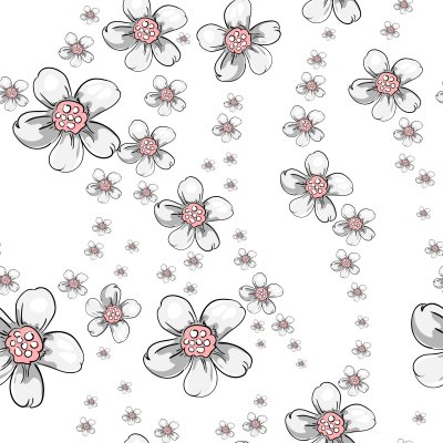 Behang Getekende bloemen