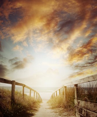 Fotobehang Zonsopgang op het strand